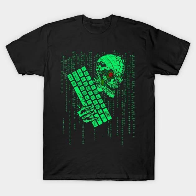 Computer Code Monster Hacker Gamer Coder T-Shirt by Xeire